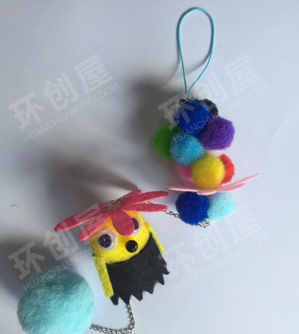 幼儿园毛线球卡通动物挂饰图片