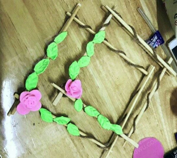 幼儿园废物利用筷子挂饰图片