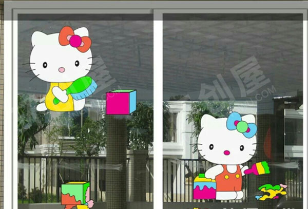 幼儿园窗户各种卡通好看贴纸设置图片