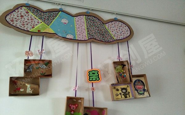 幼儿园鞋盒子亲子作品墙作品展示图片