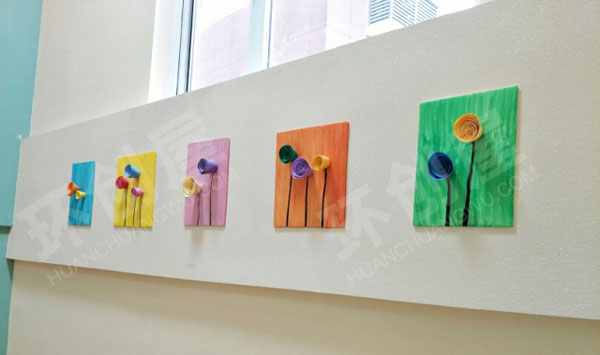 幼儿园美术室墙面创意画作布置图片