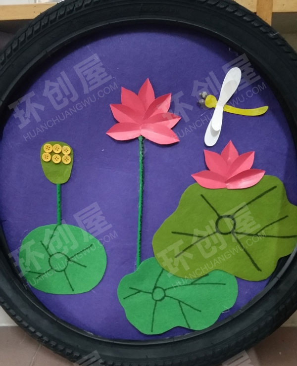 幼儿园走廊废物利用轮胎创意贴画图片