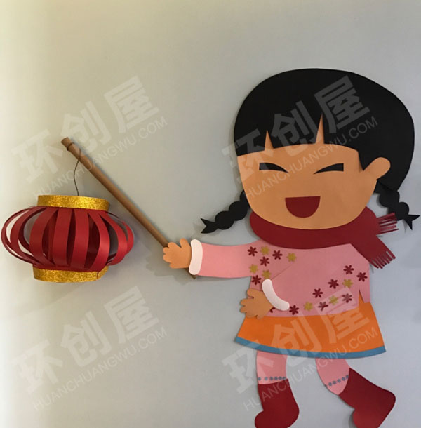 幼儿园走廊墙面迎新春喜庆装饰图片