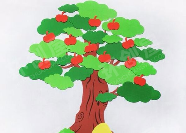 幼儿园走廊立体泡沫墙贴大果树图片