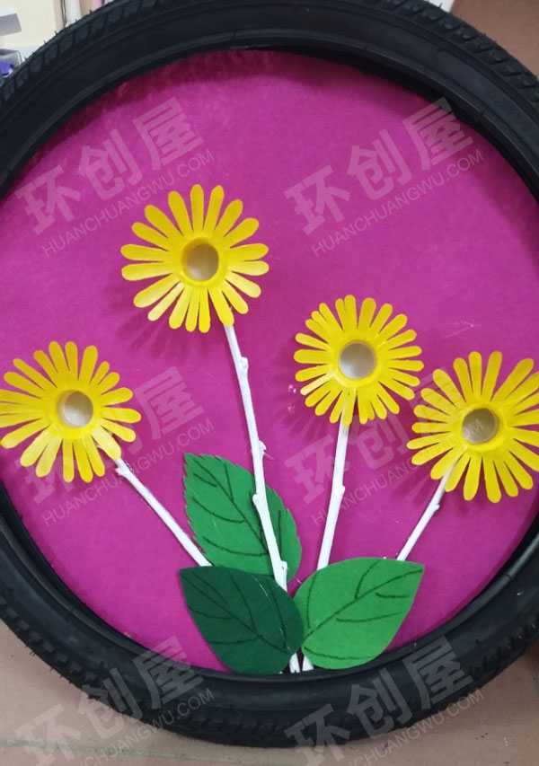 幼儿园走廊废物利用轮胎创意贴画图片