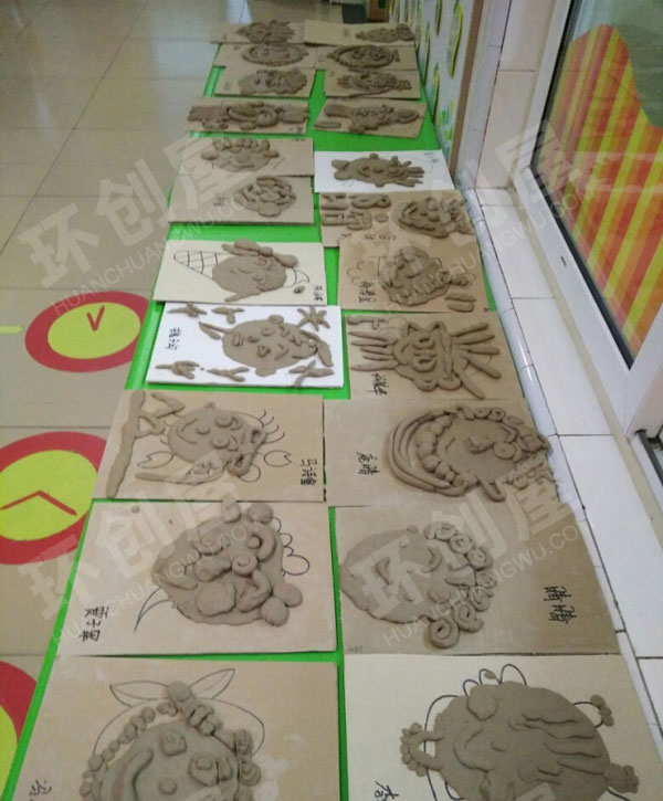 幼儿园陶泥人脸塑像作品展示图片
