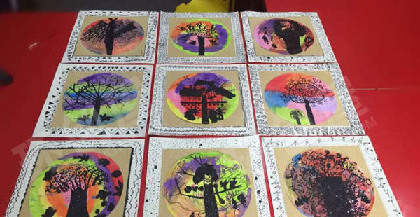 幼儿园影子创意水彩画作品展示图片
