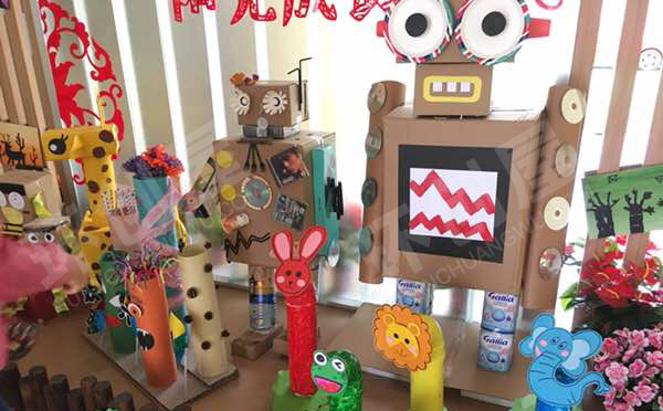 幼儿园纸盒手工制作创意作品展示图片