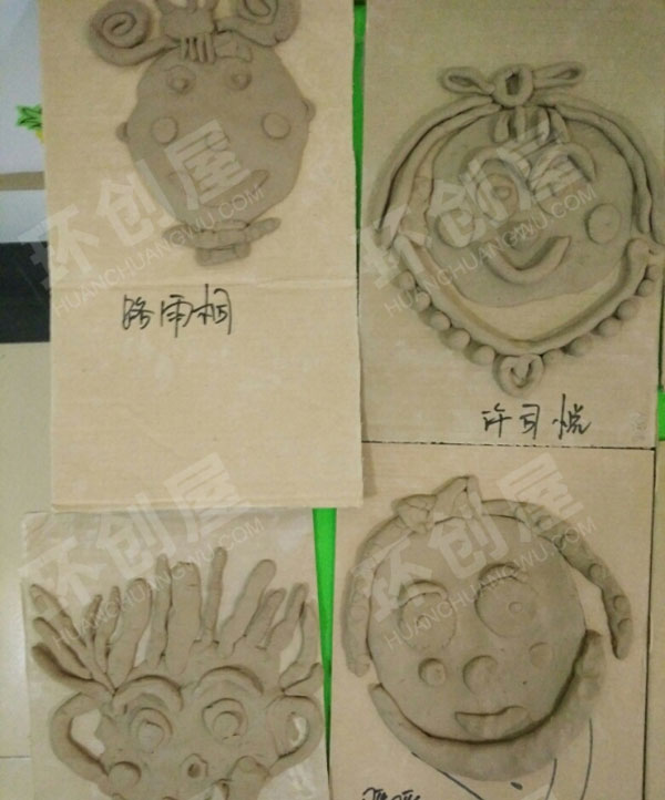 幼儿园陶泥人脸塑像作品展示图片