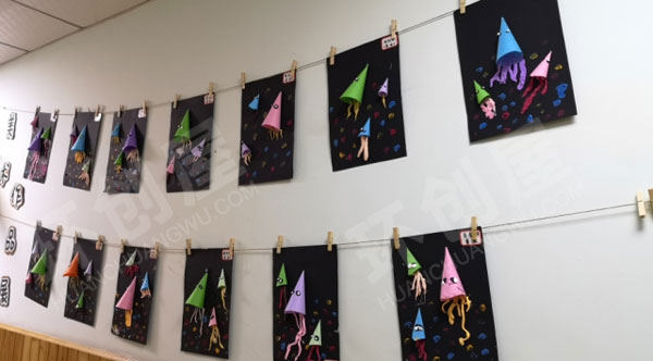 幼儿园手工水母创意美术作品展示图片