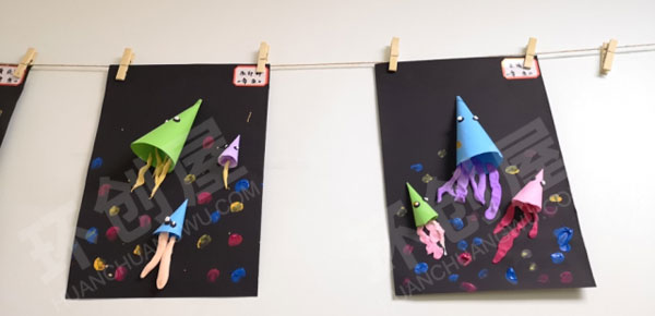 幼儿园手工水母创意美术作品展示图片