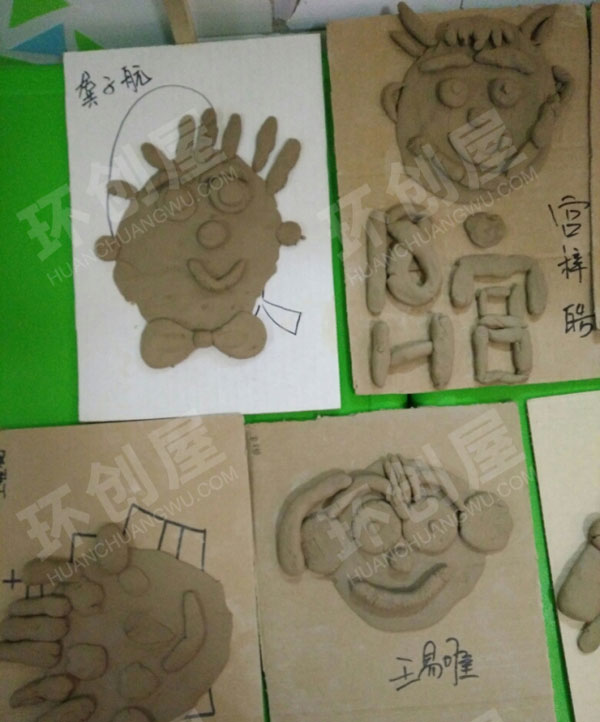 幼儿园陶泥人脸塑像作品展示图片