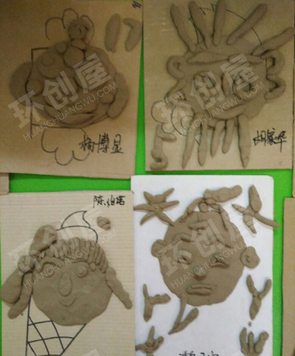 幼儿园陶泥人脸塑像作品展示图片