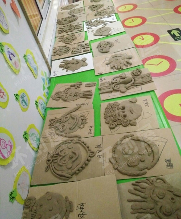 幼儿园陶泥人脸塑像作品展示图片