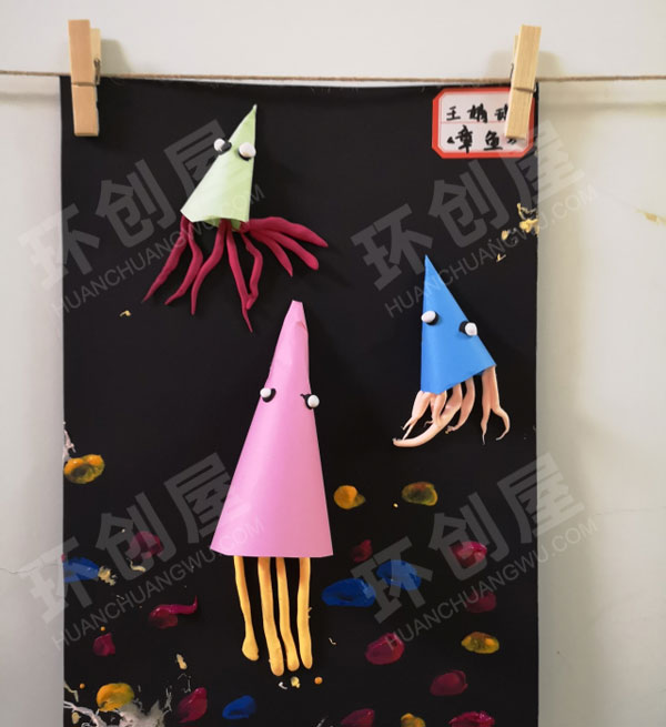 幼儿园手工水母创意美术作品展示图片