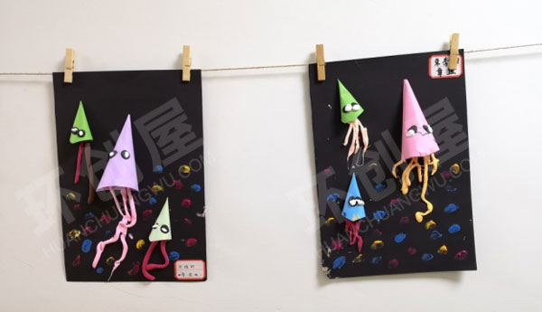 幼儿园手工水母创意美术作品展示图片