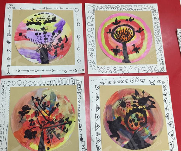 幼儿园影子创意水彩画作品展示图片