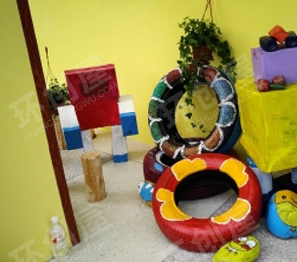 幼儿园户外废物利用轮胎大变身图片