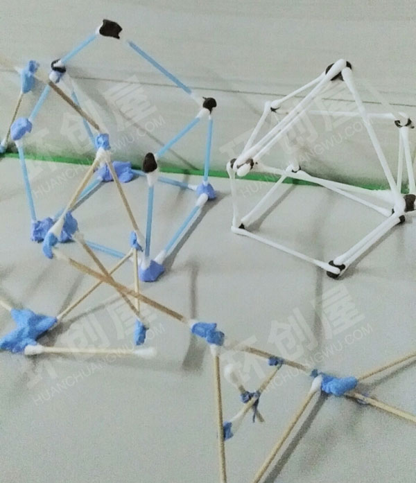 幼儿园建构区棉签搭建房子图片