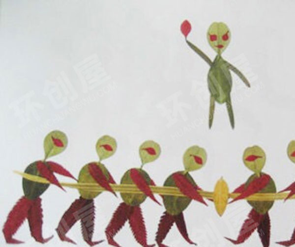 幼儿园美工区树叶贴画图片