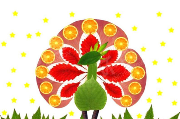 幼儿园美工区树叶贴画图片