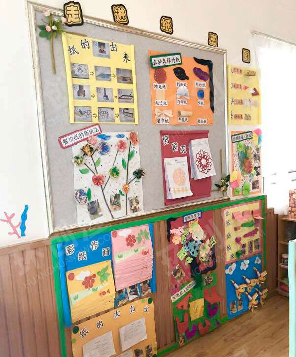 幼儿园走进纸王国主题墙图片