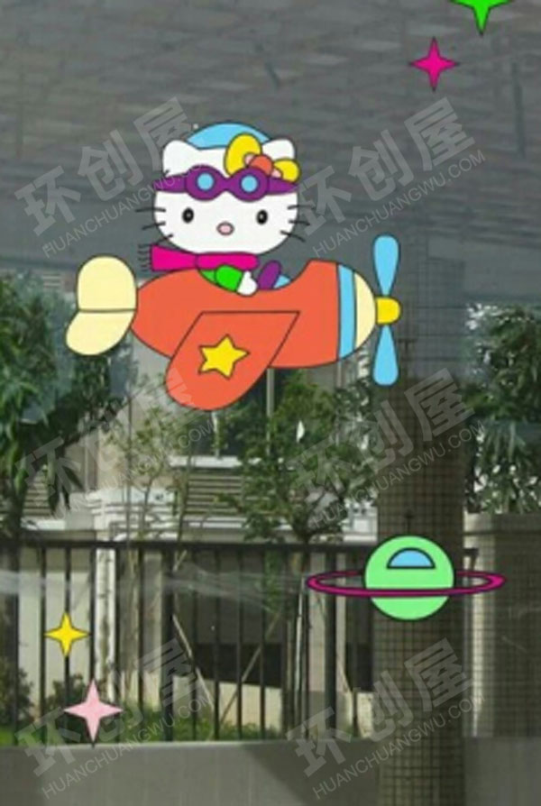 幼儿园透明玻璃窗卡通可爱贴画图片