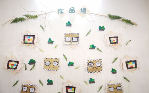 幼儿园原木风小清新展示墙图片