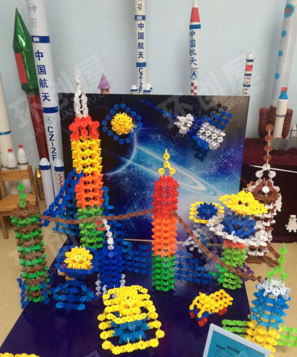 幼儿园雪花片搭建超级作品展示图片