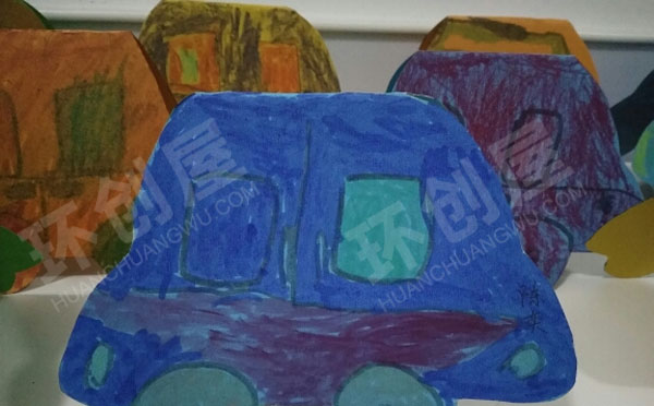 幼儿园不同材料做的小汽车作品展示图片