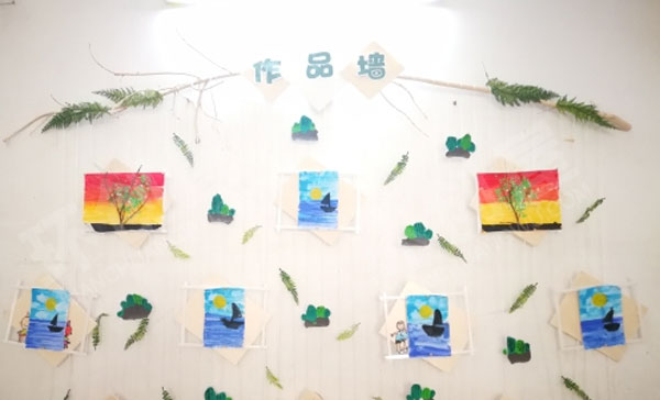 幼儿园原木风小清新展示墙图片