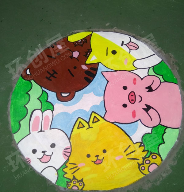 幼儿园户外操场卡通可爱涂画图片