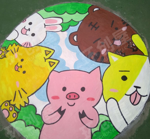 幼儿园户外操场卡通可爱涂画图片