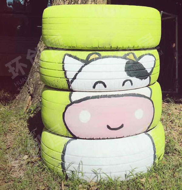 幼儿园户外轮胎儿童创意画图片