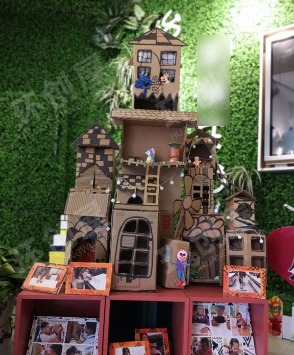 幼儿园户外墙角废物利用制作各种作品展示图片