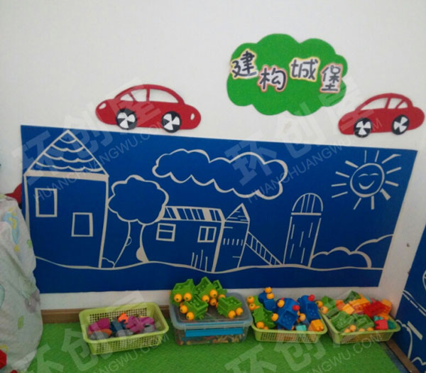 幼儿园建构区环创墙面城堡图片
