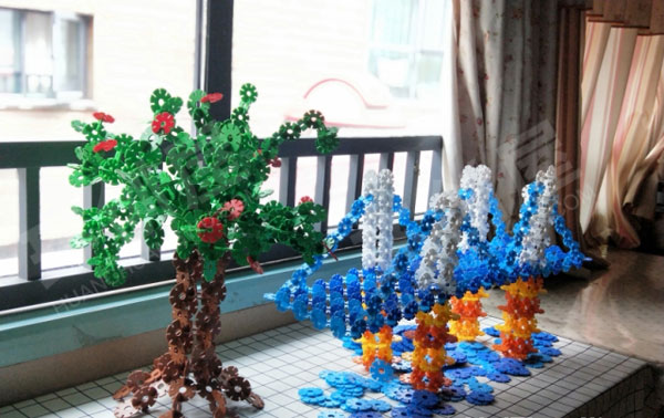 幼儿园建构区雪花片之鹿山大桥图片
