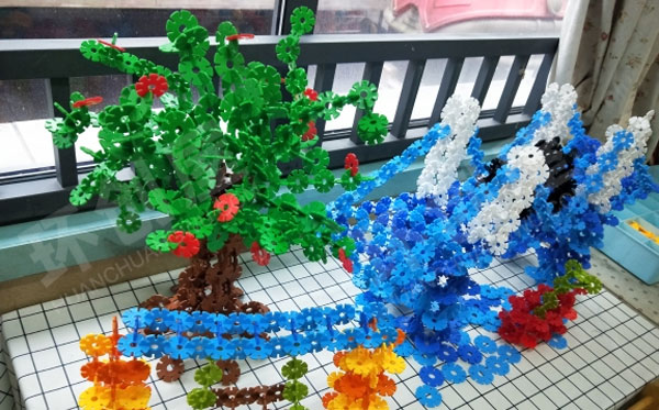 幼儿园建构区雪花片之鹿山大桥图片