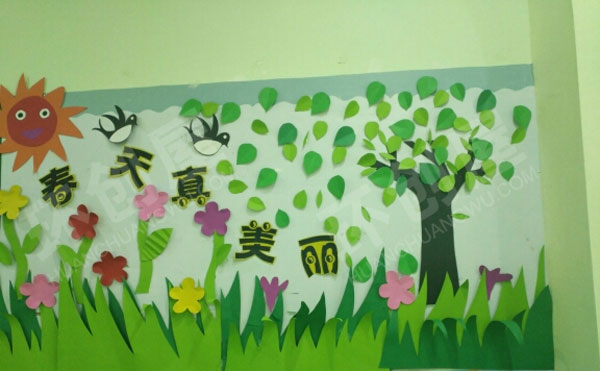 幼儿园美丽的春天在这里主题墙图片