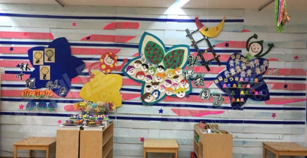 幼儿园粘土艺术创想各种作品墙面布置图片