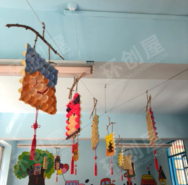 幼儿园鸡蛋托绘画中国风吊饰图片
