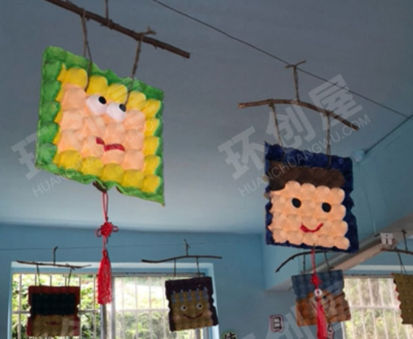 幼儿园鸡蛋托绘画中国风吊饰图片