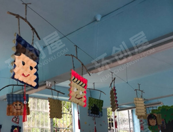 幼儿园鸡蛋托绘画中国风吊饰图片