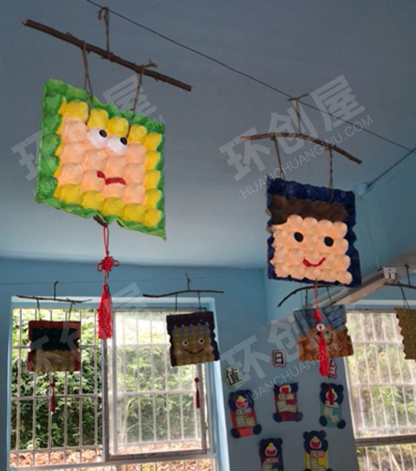 幼儿园鸡蛋托绘画中国风吊饰图片