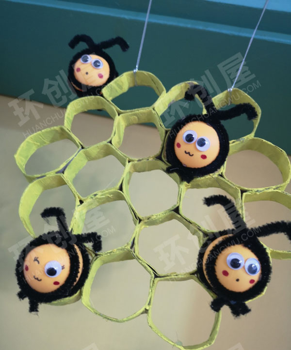 幼儿园手工毛根小蜜蜂挂饰图片