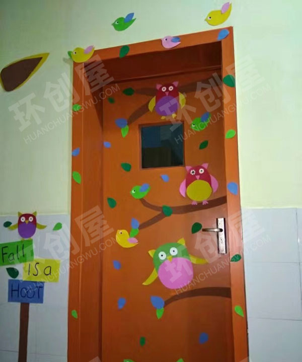 幼儿园教室门鸟类主题图片