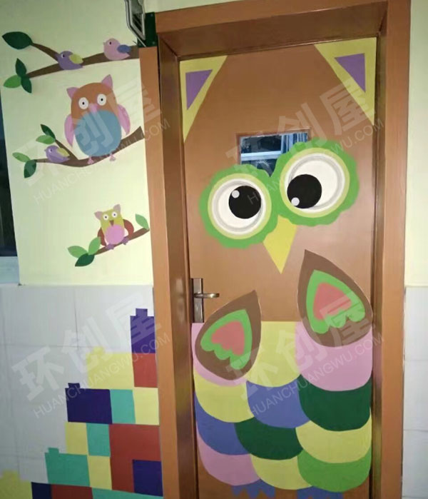 幼儿园教室门鸟类主题图片
