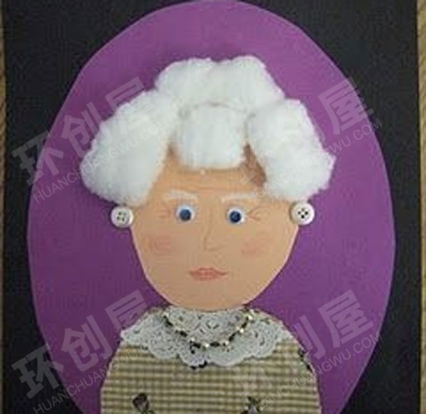幼儿园美工区重阳节棉花黏贴画我的爷爷奶奶图片