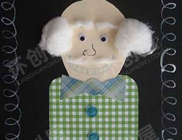 幼儿园美工区重阳节棉花黏贴画我的爷爷奶奶图片
