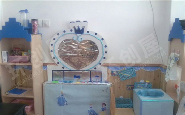 幼儿园角色游戏蓝色梦幻化妆台门图片